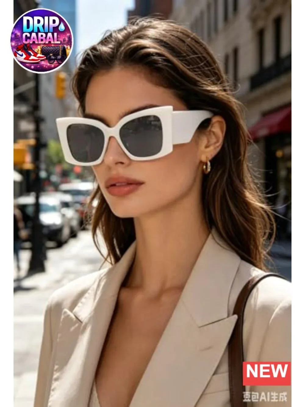 Oversized Y2K Cat Eye Square Sunglasses for Women Men UV400 Protection